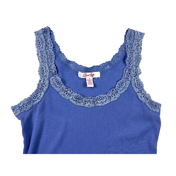 Zena Y2K Ribbed Knit Lace Trim Tank  Women's S  Purple Cami  Fairycore Layering - Picture 4 of 7